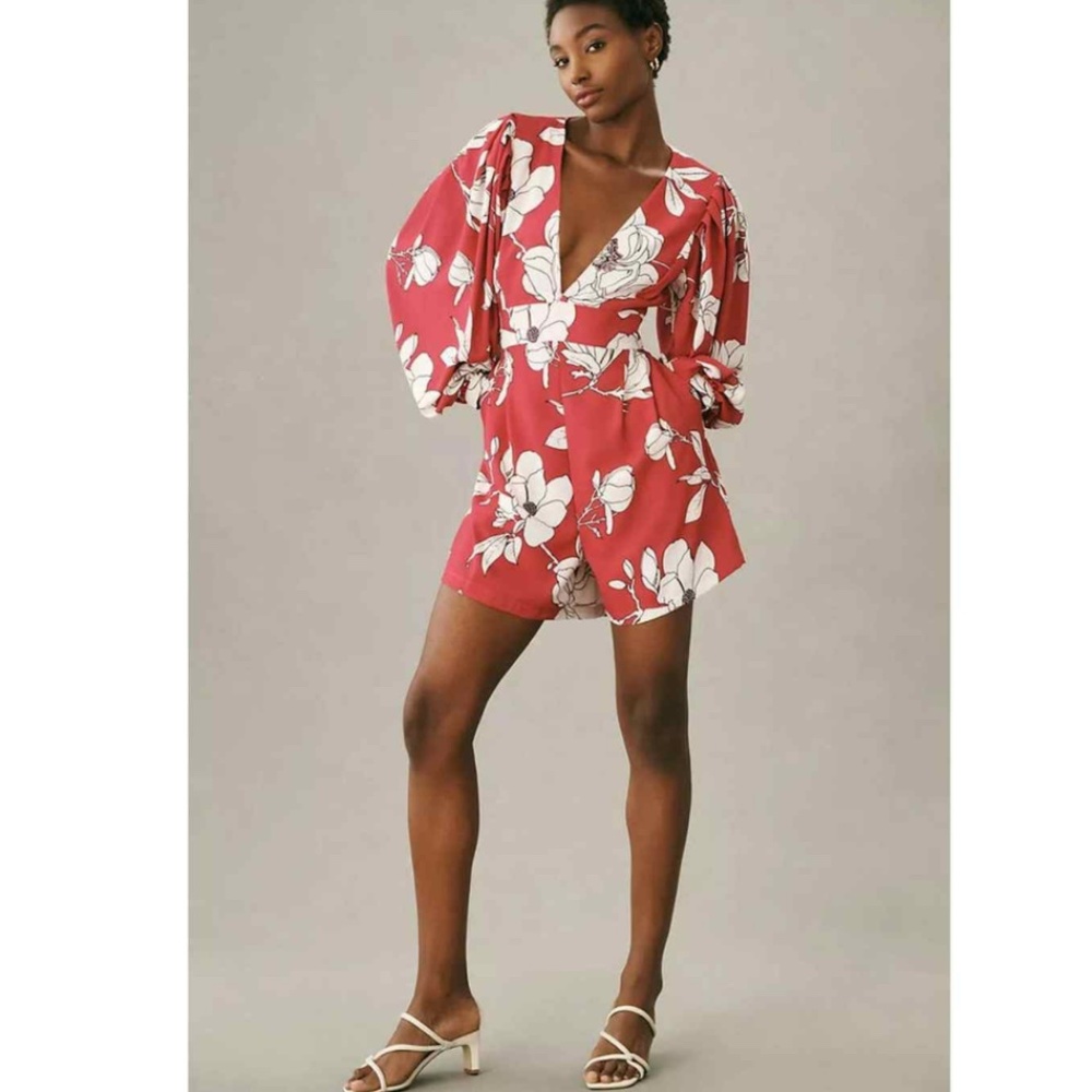 Brand New NATALIA MAZZEI  DEEP-V PRINTED ROMPER